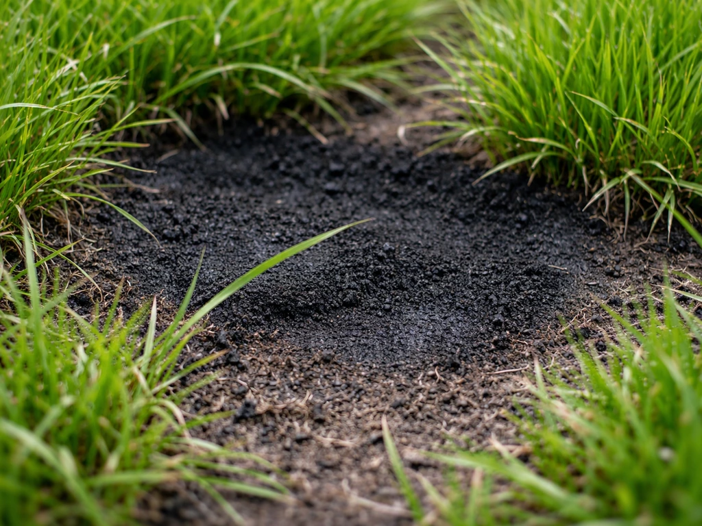 Close-up van graspolletjes met een zwarte plek, met zichtbare scherpe randen en waarnemen van textuur