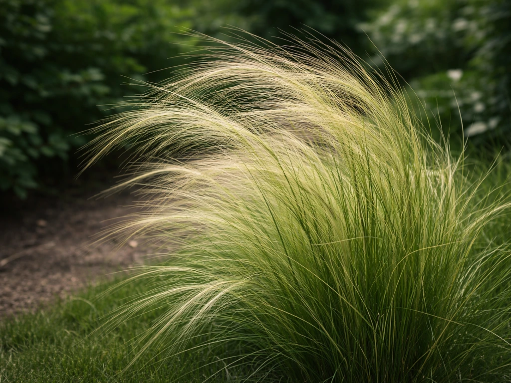Close-up van ponytail gras met ‘ponytail’-halmen in beweging in een Nederlandse tuin