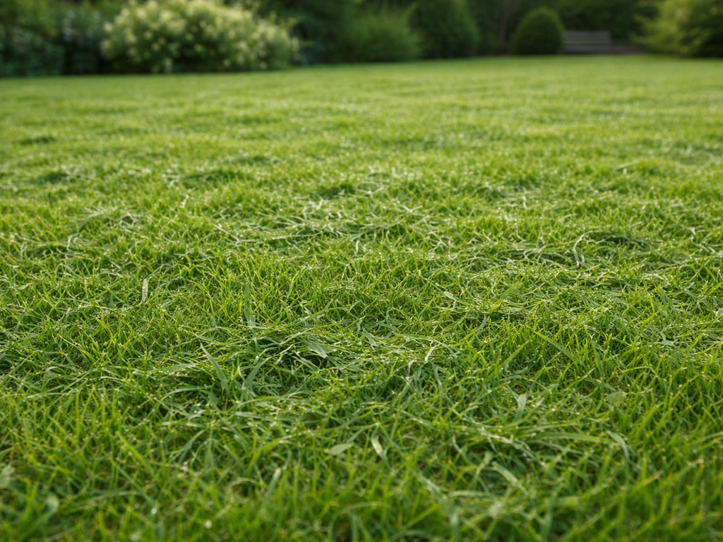 Groen gazon direct na het maaien, met vers maaisel op de grasmat en frisse, aardse geur-sfeer