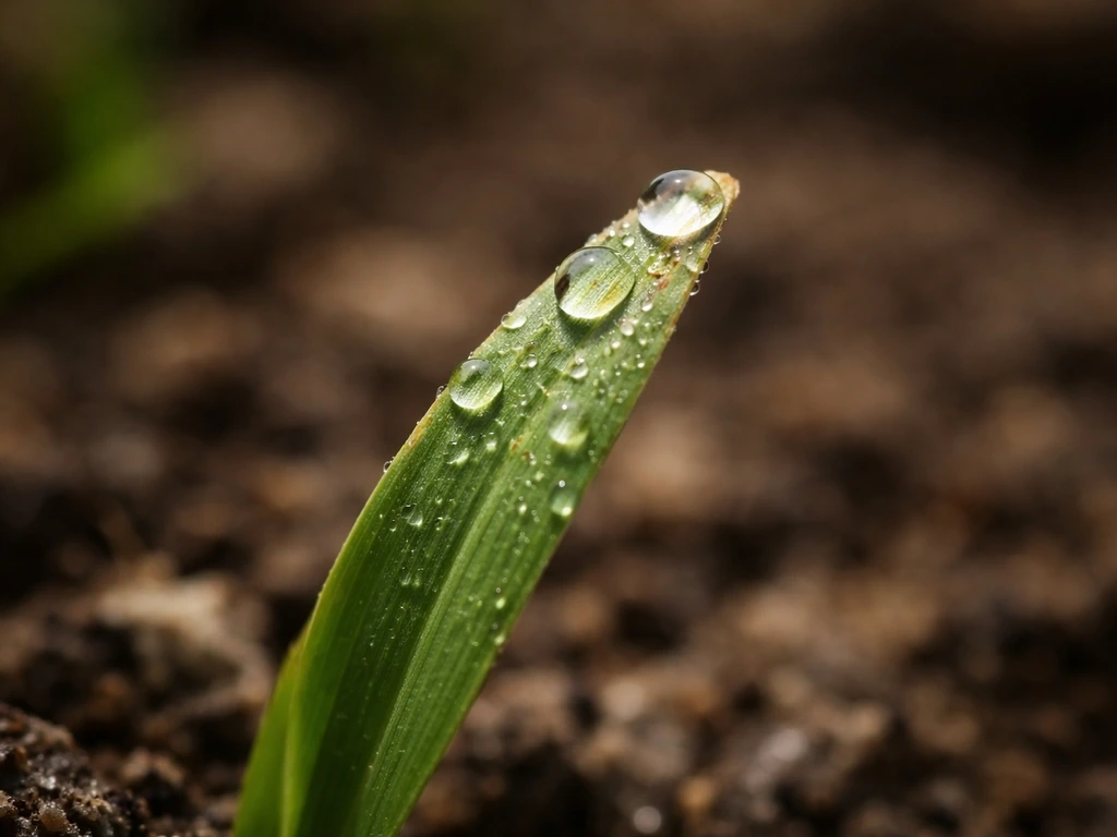 Azijn op het grasblad met duidelijke focus op contactwerking, zonder wortelsysteem-effecten.