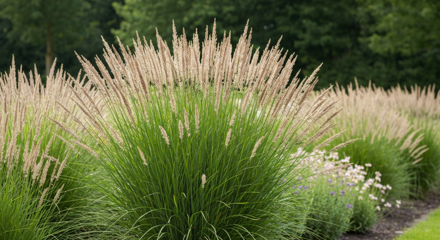 Herofoto: zwarte mondo (Ophiopogon 'Nigrescens') in een Nederlandse tuinborder, lente